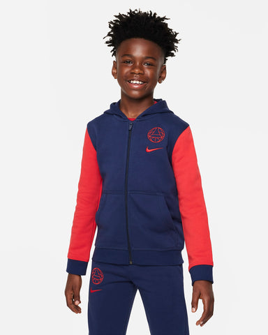 Paris Saint-Germain Club Big Kids' Full-Zip French Terry Hoodie