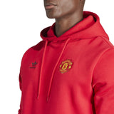 Adidas Men Manchester United Essentials Trefoil Hoodie Red
