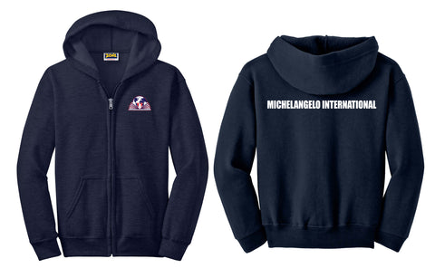 Michelangelo Intl. Full Zip Hooded Unisex Navy Sweatshirt